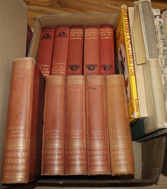 A quantity of assorted books including Hammerton Practical Knowledge For All, Peter Rabbit and Brer Fox -